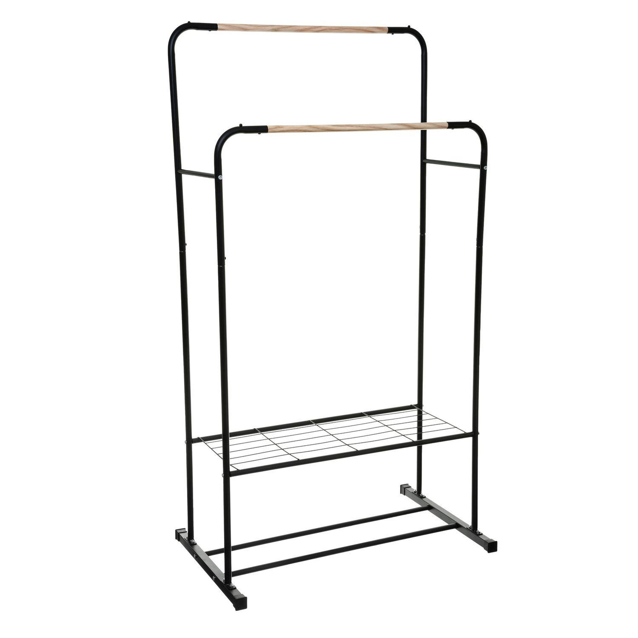 FIVE Double portant à vêtement artemis avec 1 étagère - noir et beige