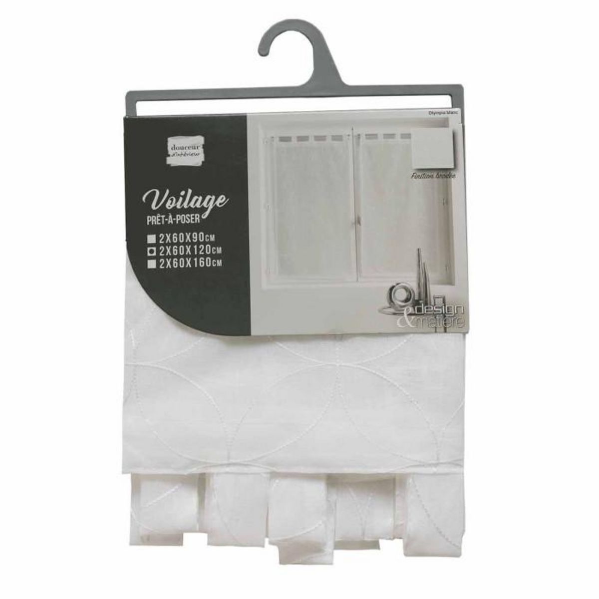 Paris Prix Paire de Voilages  Olympia  60x120cm Blanc