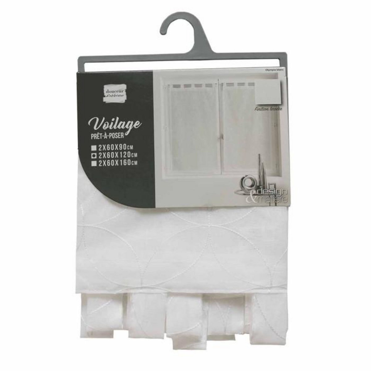 Paris Prix Paire de Voilages  Olympia  60x120cm Blanc