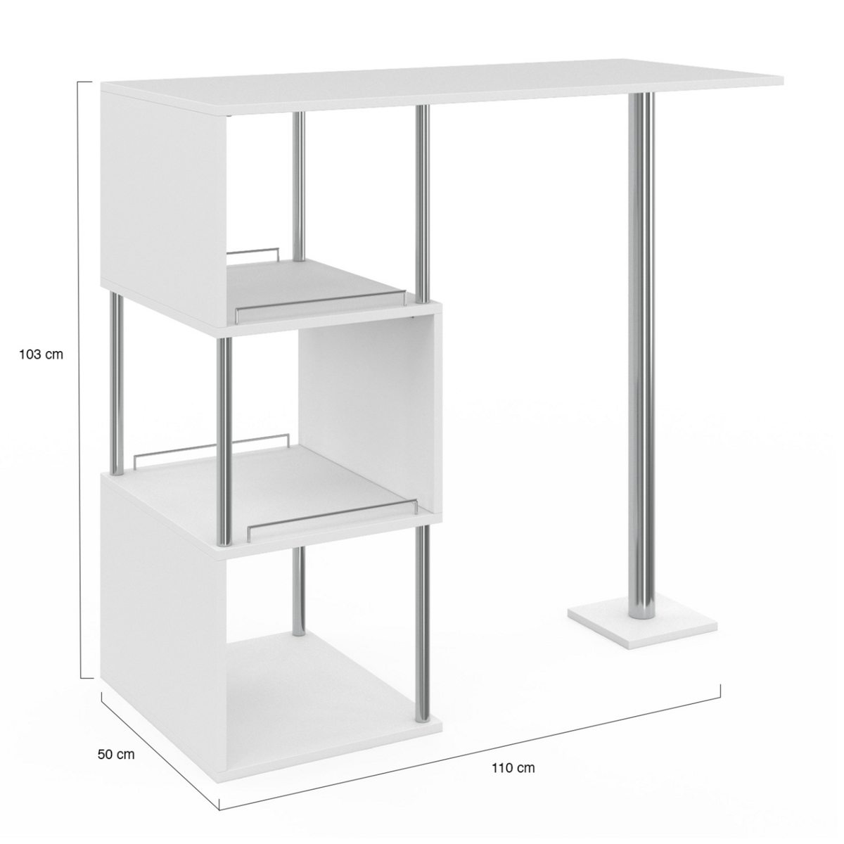 ID MARKET Table haute de bar bistrot KARL 2 personnes blanc