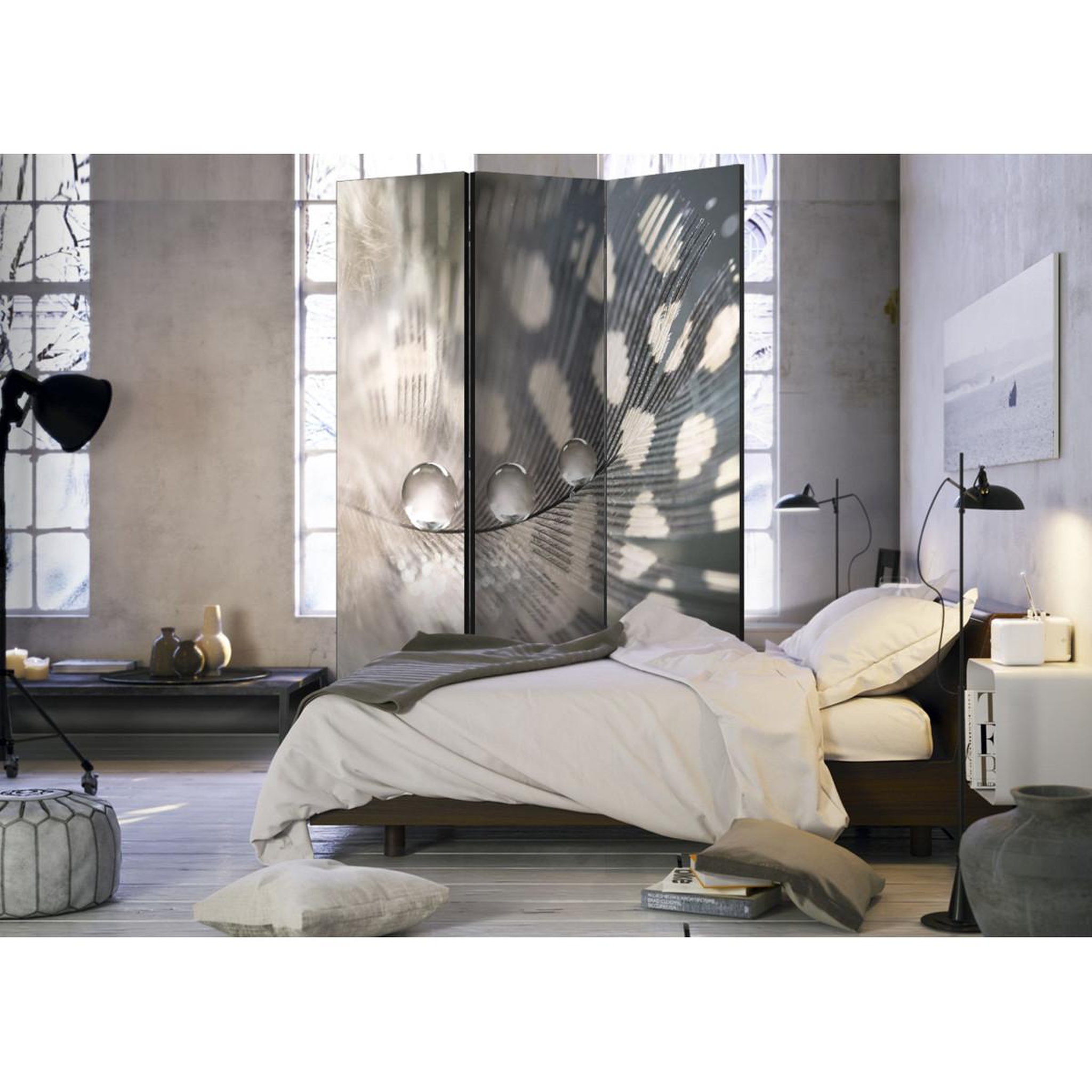 Voir la diapositive 2 : Paris Prix Paravent 3 volets  elegant feather  135x172cm