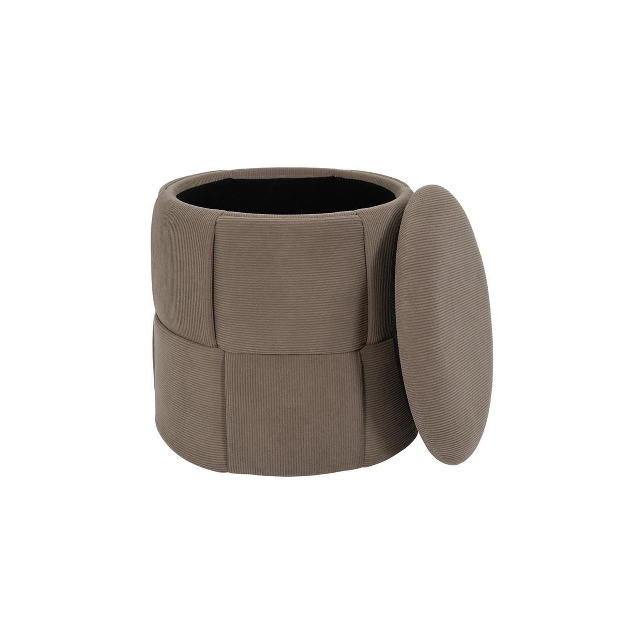 Voir la diapositive 2 : The Home Deco Factory Pouf Coffre Tressé Côtelé  Jules  38cm Taupe