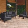 Voir la diapositive 1 : VIDAXL Salon de jardin 4 pcs avec coussins bois de pin massif