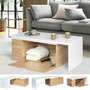 Voir la diapositive 3 : ID MARKET Table basse rotative bois et blanc 360° LIZZI extensible avec coffre