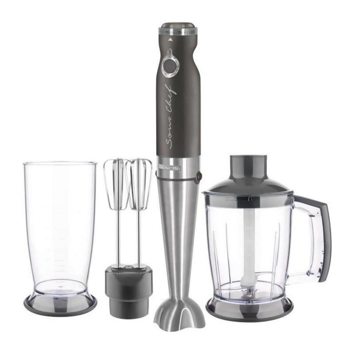 SENCO Mixeur plongeant 4 en 1 - SENCOR - SHB 5608BK-EUE3 - 1200 W - Technologie TITANIUM QuadBlade - Noir