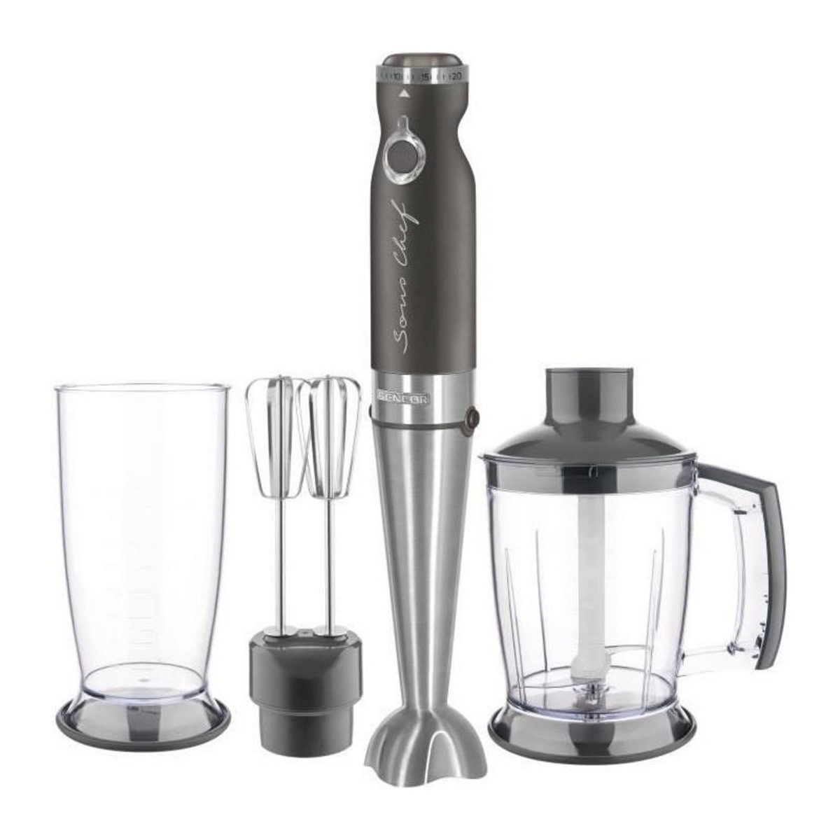 SENCO Mixeur plongeant 4 en 1 - SENCOR - SHB 5608BK-EUE3 - 1200 W - Technologie TITANIUM QuadBlade - Noir