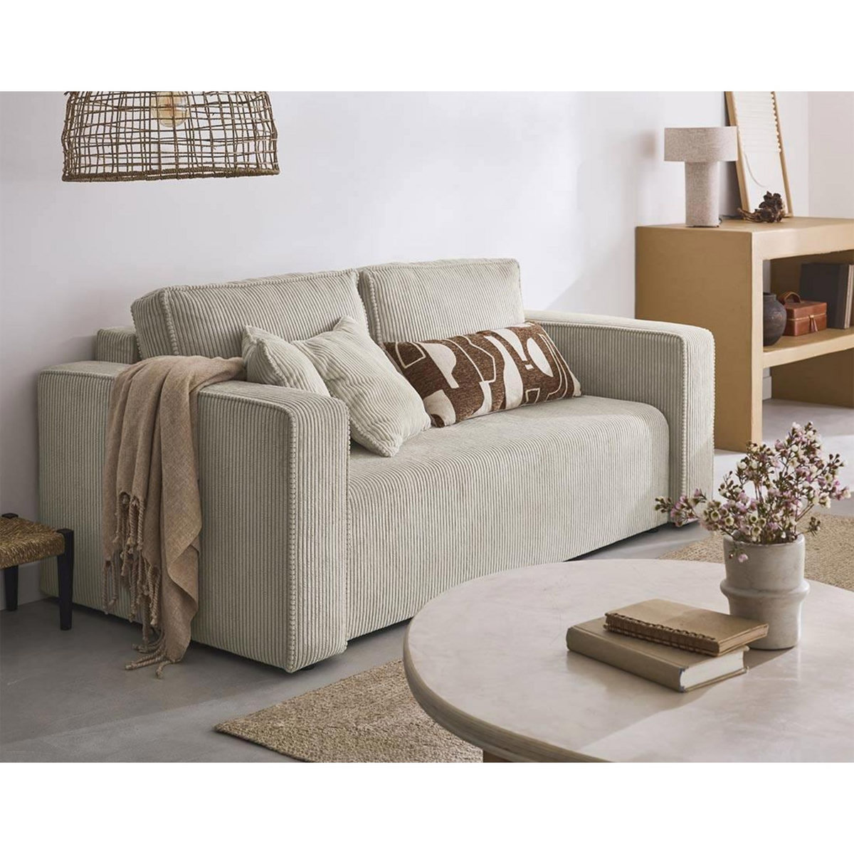 BEST MOBILIER Topaze - canapé droit 2 places - en velours côtelé