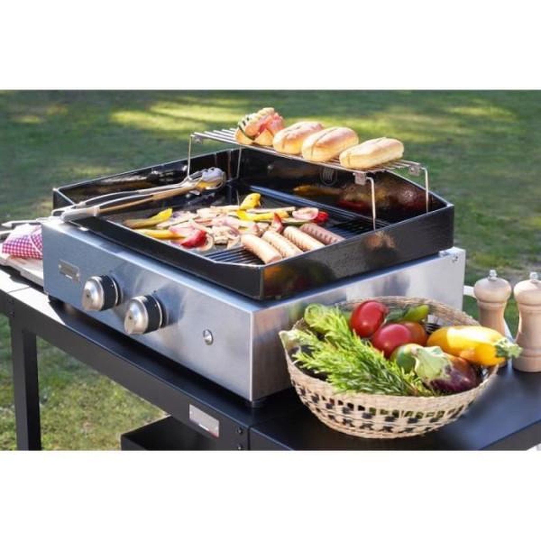 Voir la diapositive 1 : AAAAA Plancha gaz - LE MARQUIER - Pure grill 260 inox - 2 brûleurs