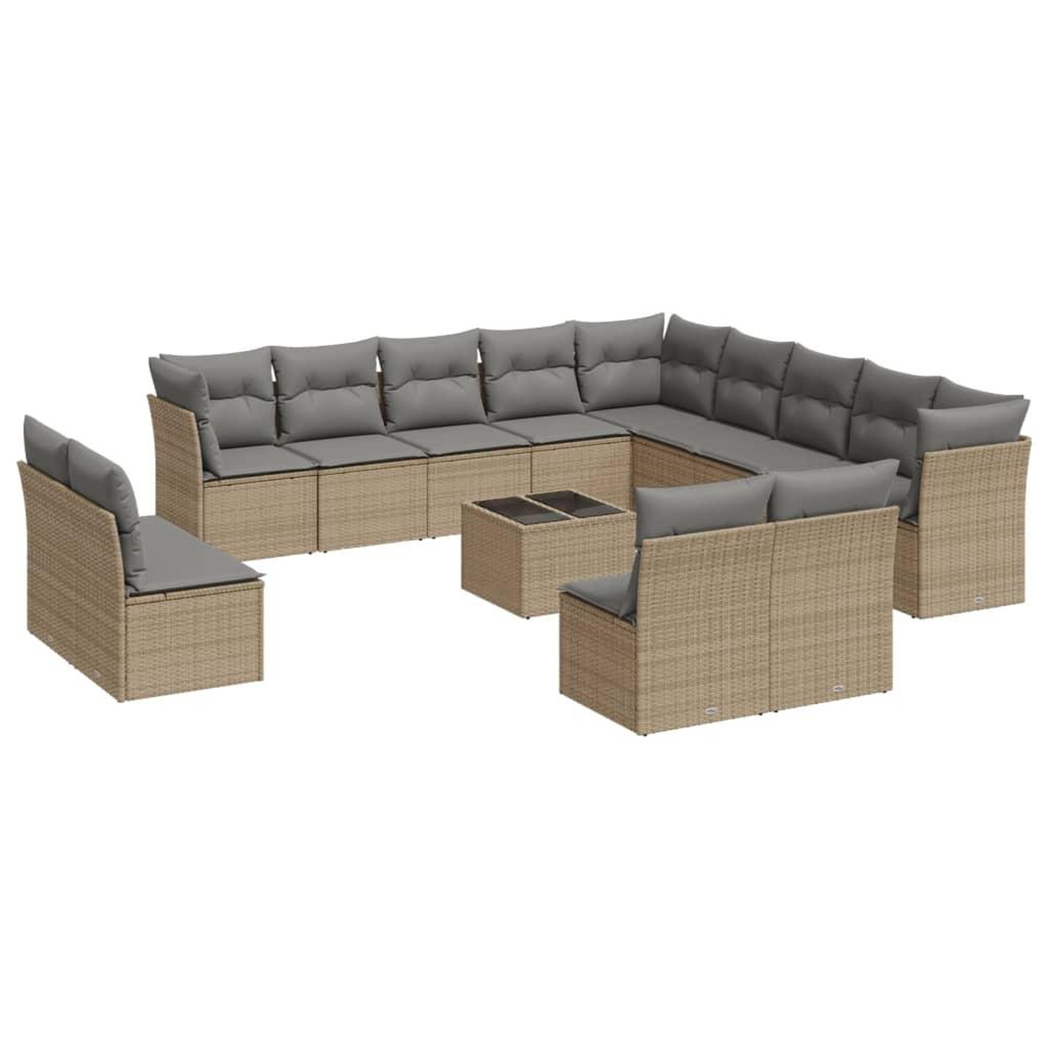 Voir la diapositive 2 : VIDAXL Salon de jardin avec coussins 14 pcs beige resine tressee