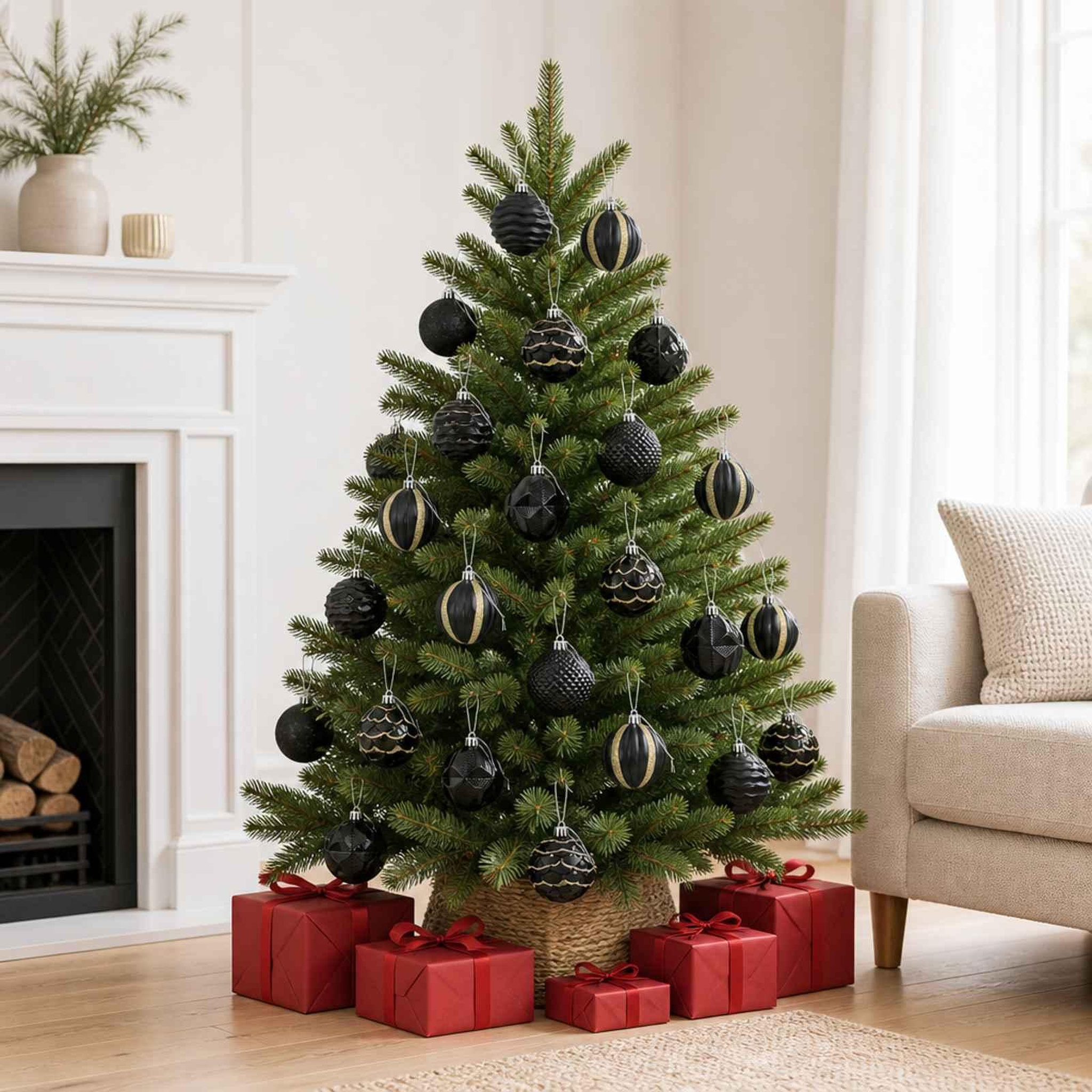 Voir la diapositive 2 : VIDAXL Ensemble de boules de Noël 36 pc Noir Diam. 6 cm Polystyrene