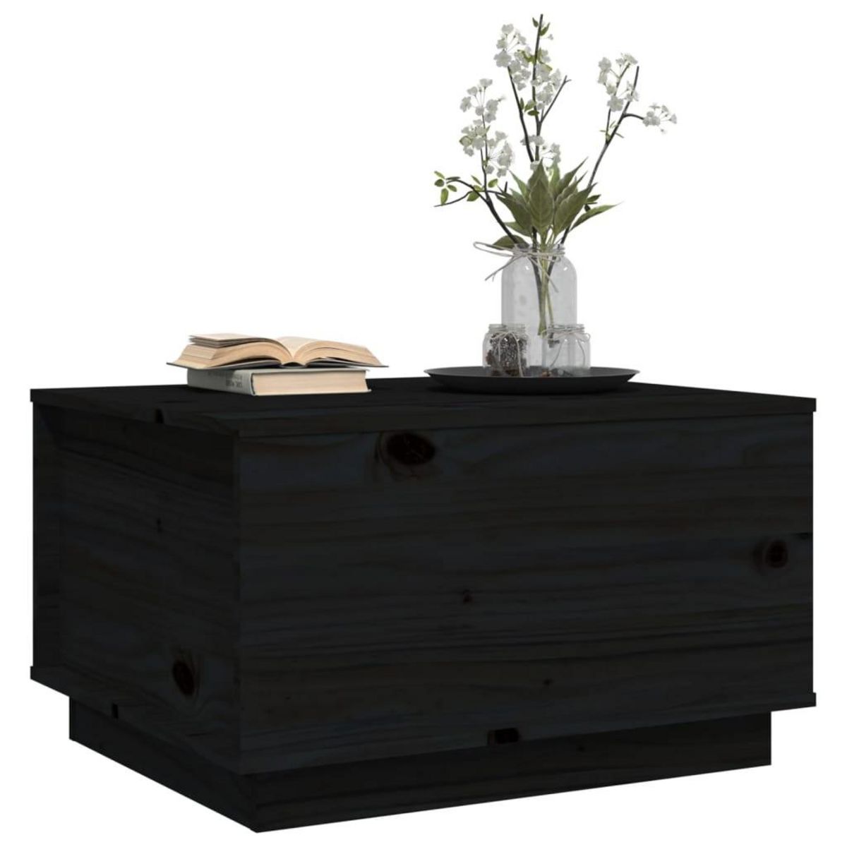 VIDAXL Table basse Noir 60x50x35 cm Bois massif de pin