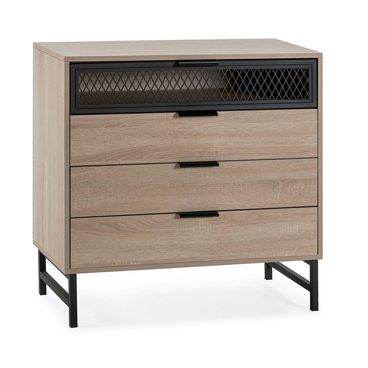 VS VENTA-STOCK Commode de nuit Hera 3 tiroirs 1 porte coloris bois