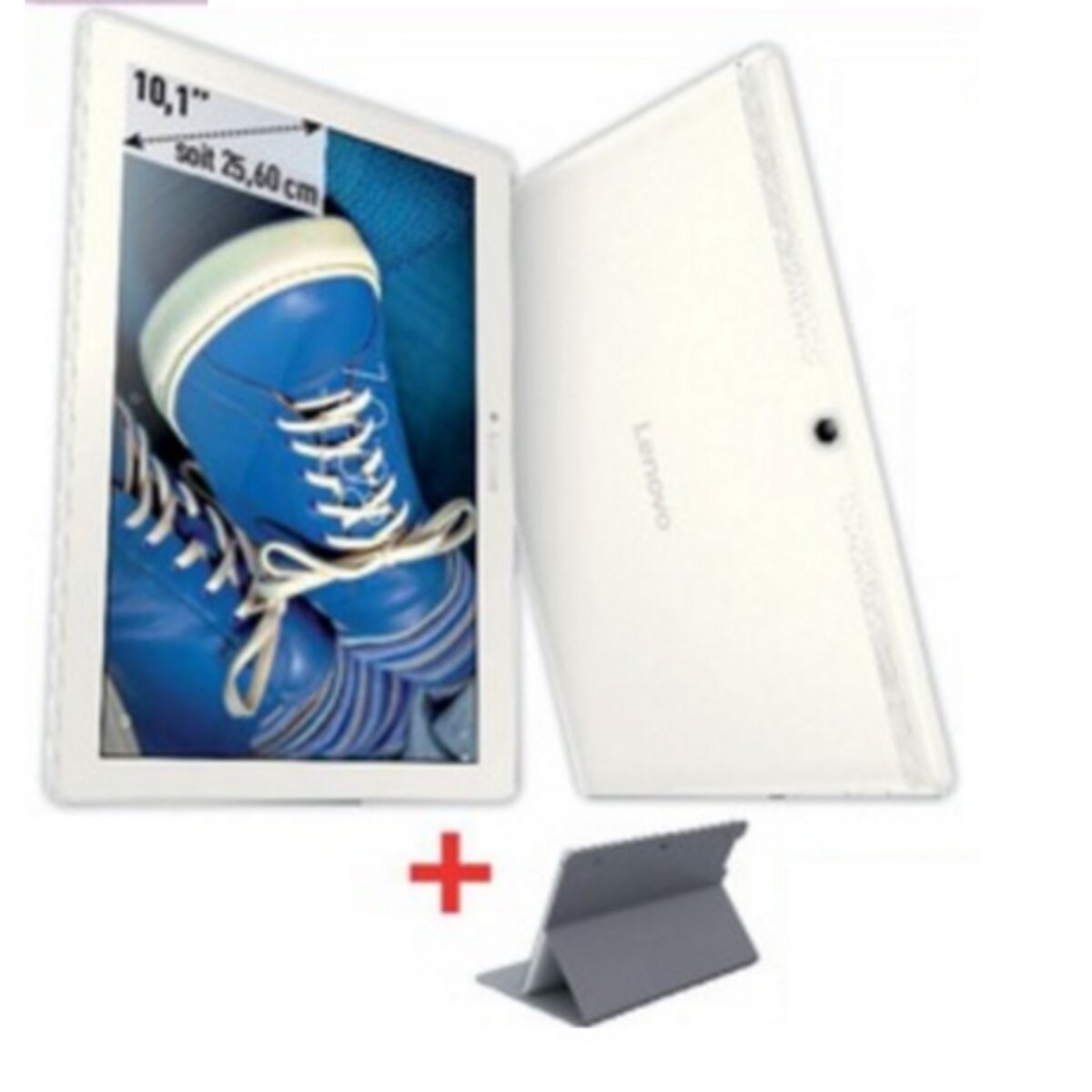 LENOVO Tablette tactile TAB2 A10-30 - Blanc + Etui et film protecteur pour TAB2 A10-30 - Gris