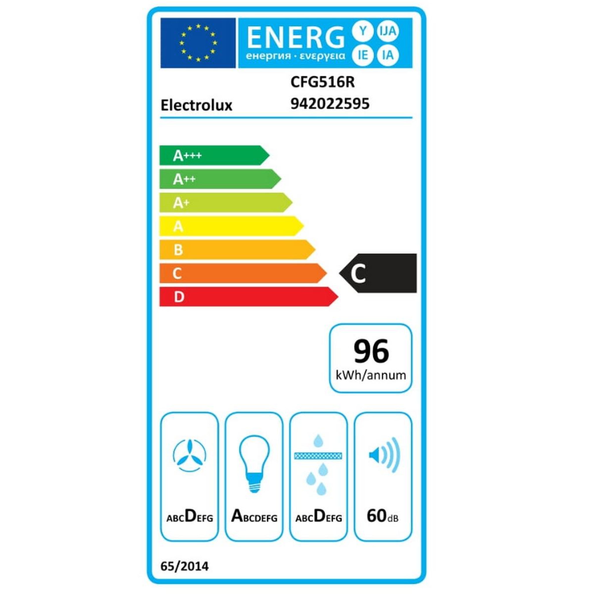 Voir la diapositive 2 : ELECTROLUX Groupe filtrant 53cm 600m3/h noir - cfg516r
