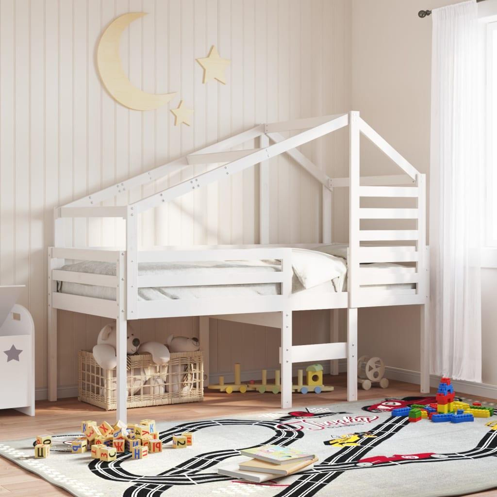 VIDAXL Lit haut sans matelas blanc 90x200 cm bois de pin massif