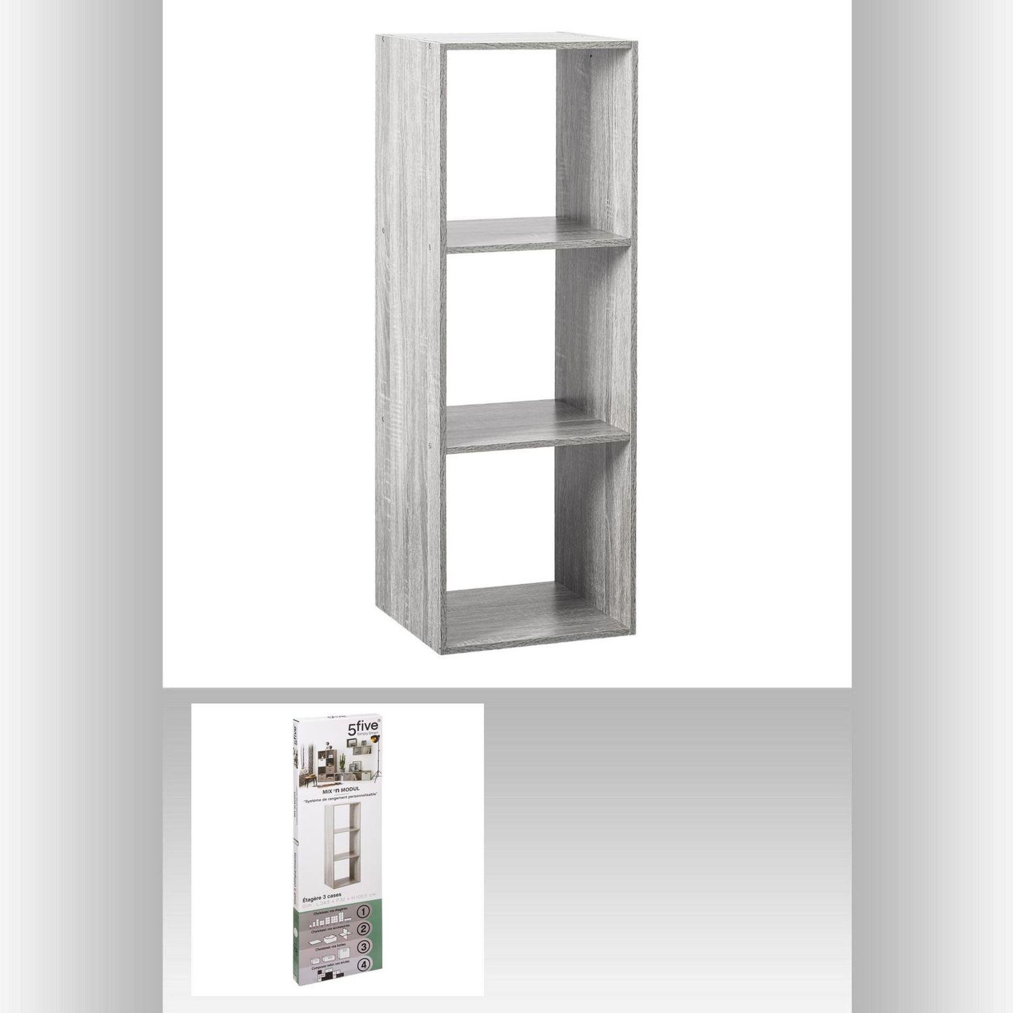 Voir la diapositive 2 : ATMOSPHERA Etagère rectangulaire à 3 cases mix