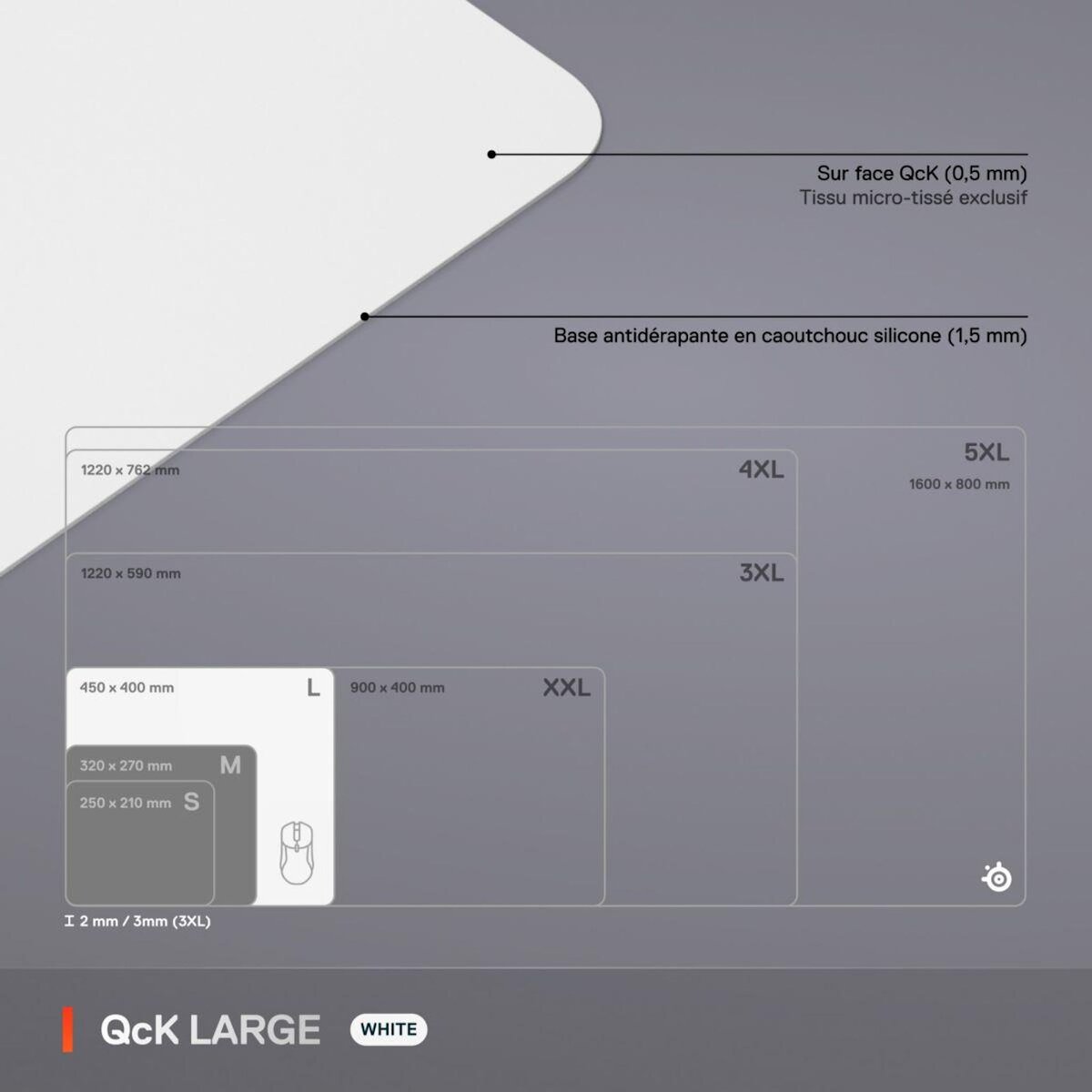 STEEL SERIES Tapis de souris QcK L Blanc