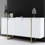 Voir la diapositive 5 : CONCEPT USINE Buffet design blanc et or 160 cm - 4 portes LUXOR