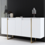 Voir la diapositive 5 : CONCEPT USINE Buffet design blanc et or 160 cm - 4 portes LUXOR