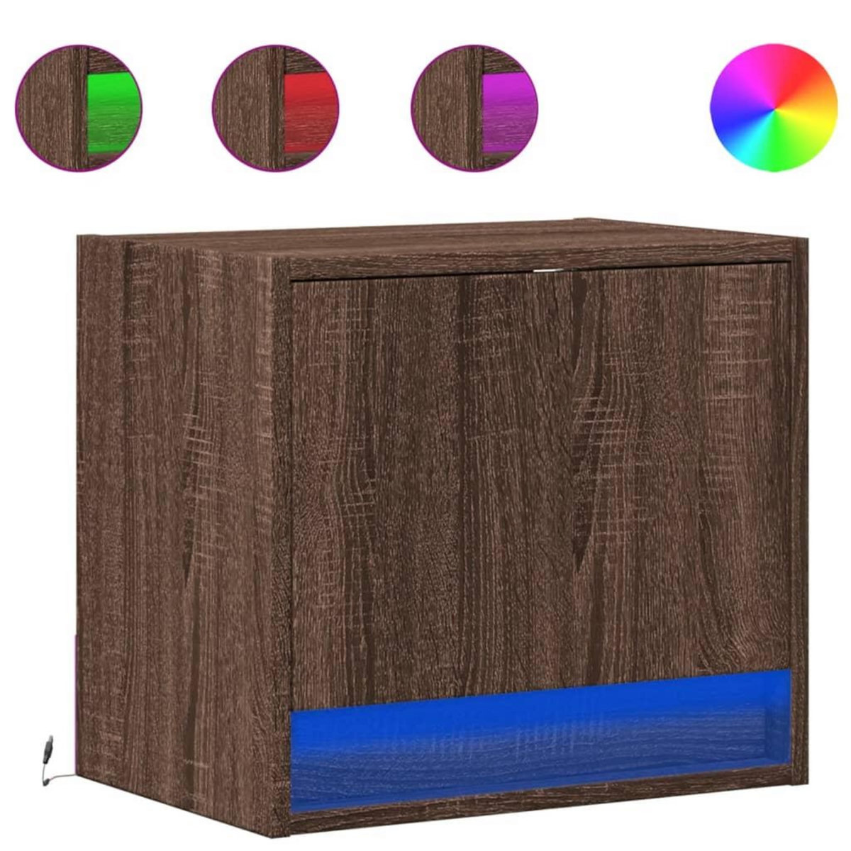 VIDAXL Tables de chevet murales avec lumieres LED 2 pcs chene marron