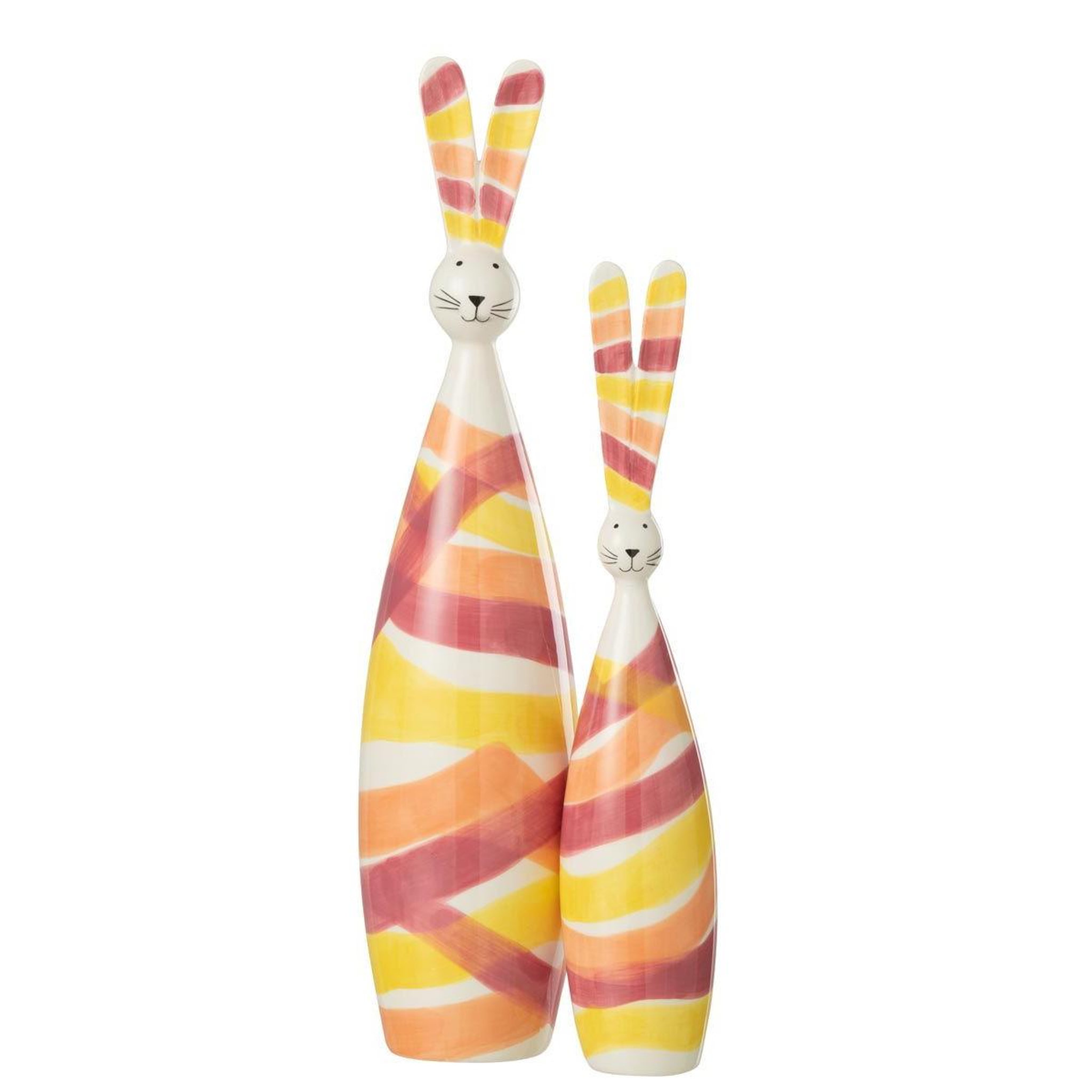 Voir la diapositive 2 : J-LINE Statuette déco lapin en dolomite  lignes  44cm orange