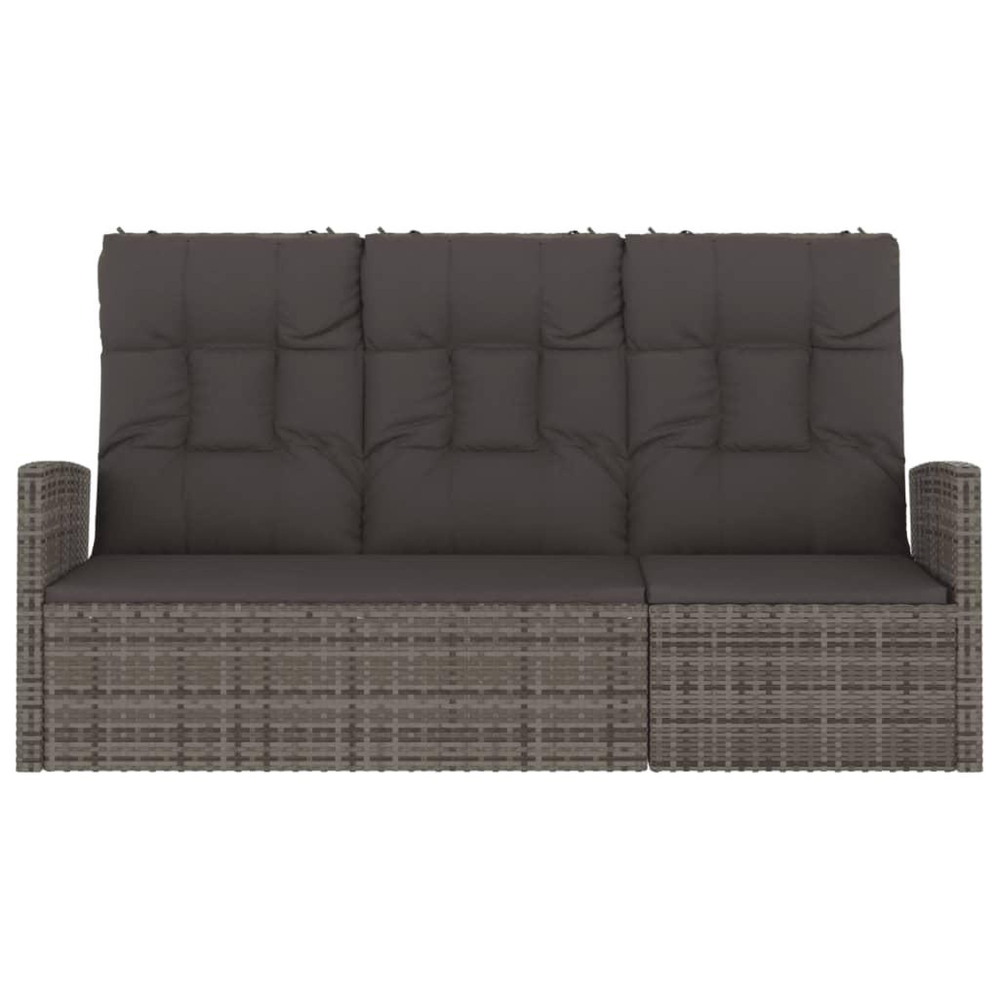 Voir la diapositive 3 : VIDAXL Banc de jardin inclinable et coussins gris 173cm resine tressee