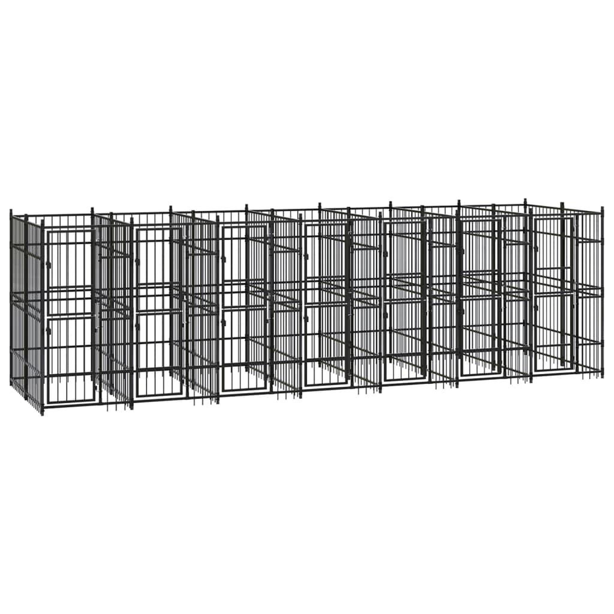 VIDAXL Chenil d'exterieur pour chiens Acier 12,9 m²