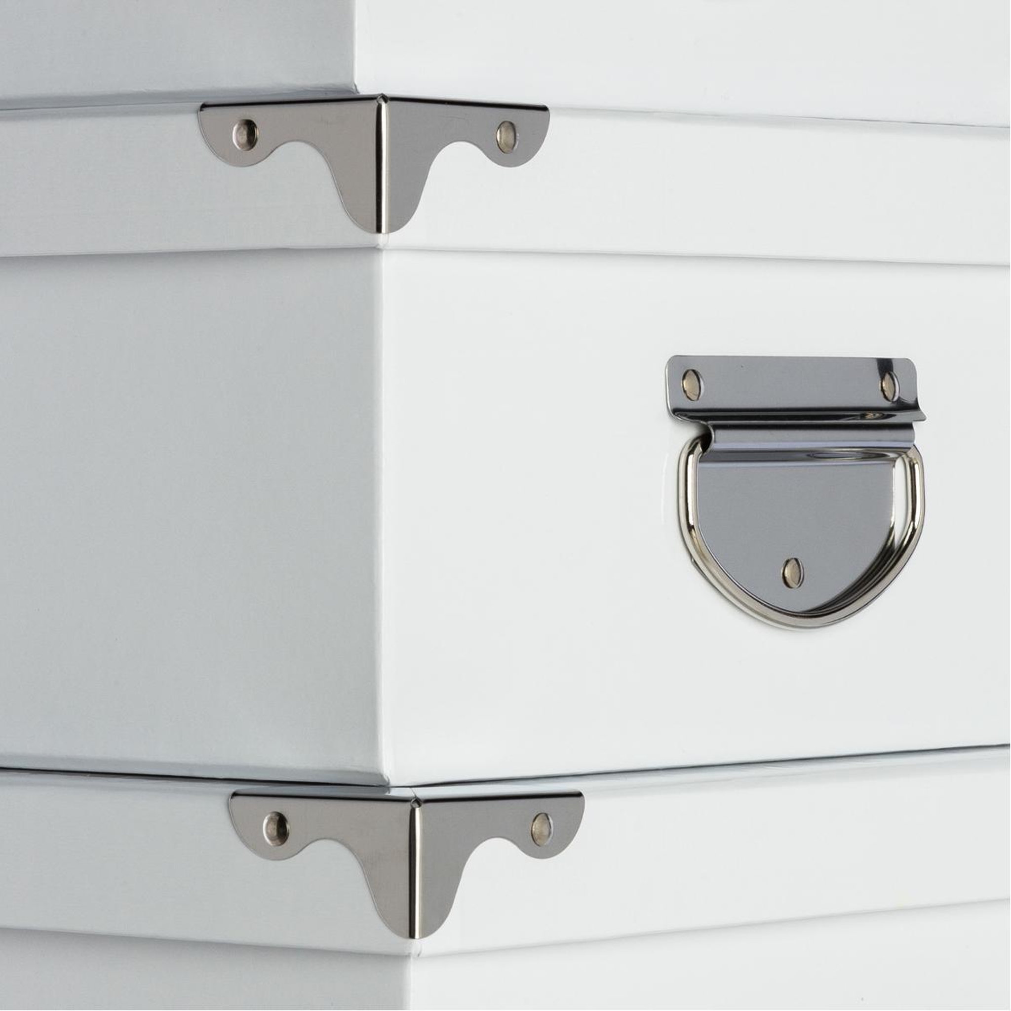Voir la diapositive 5 : ATMOSPHERA Lot de 6 boîtes de rangement  uni  48cm blanc