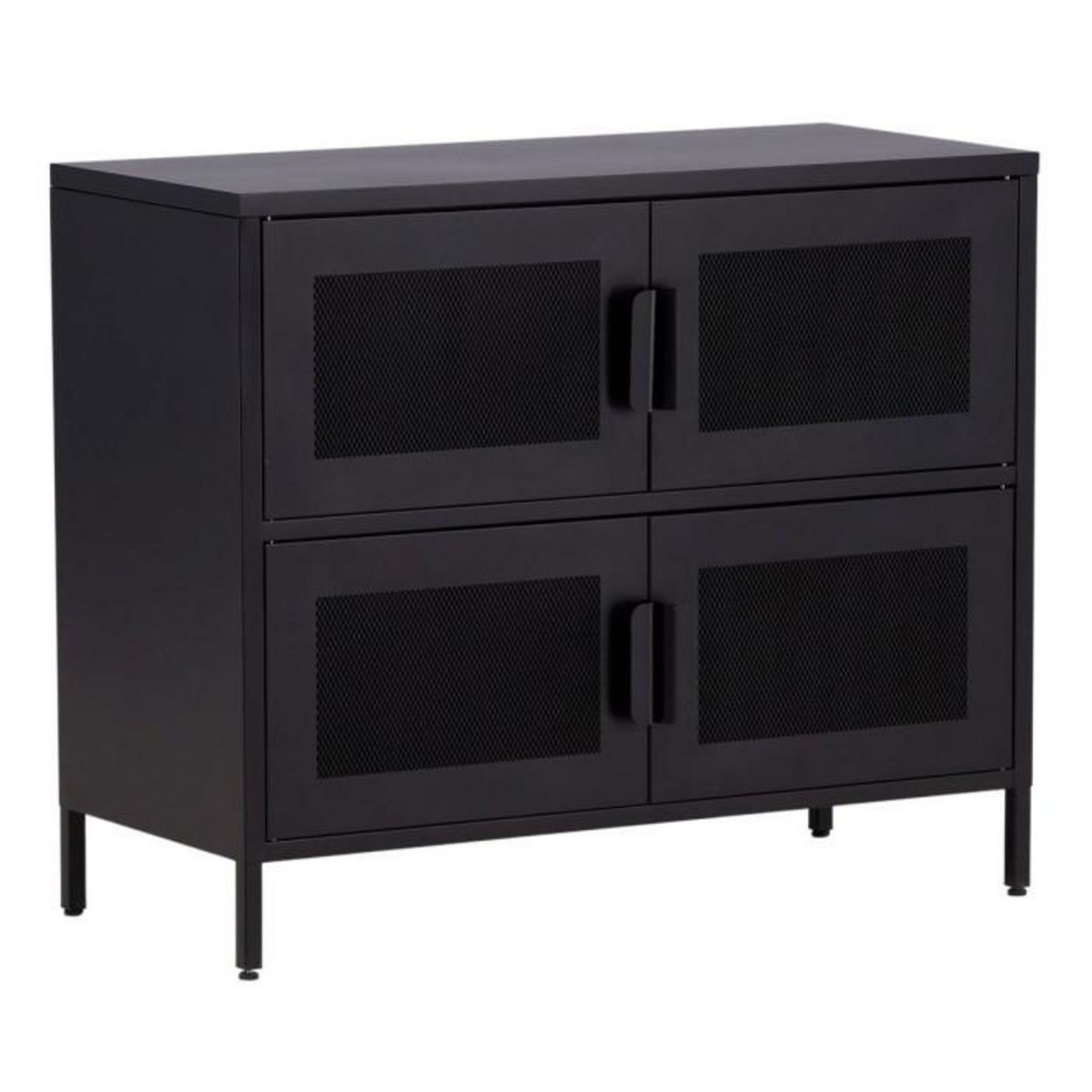 Paris Prix Buffet 4 Portes en Métal  Nett  90cm Noir