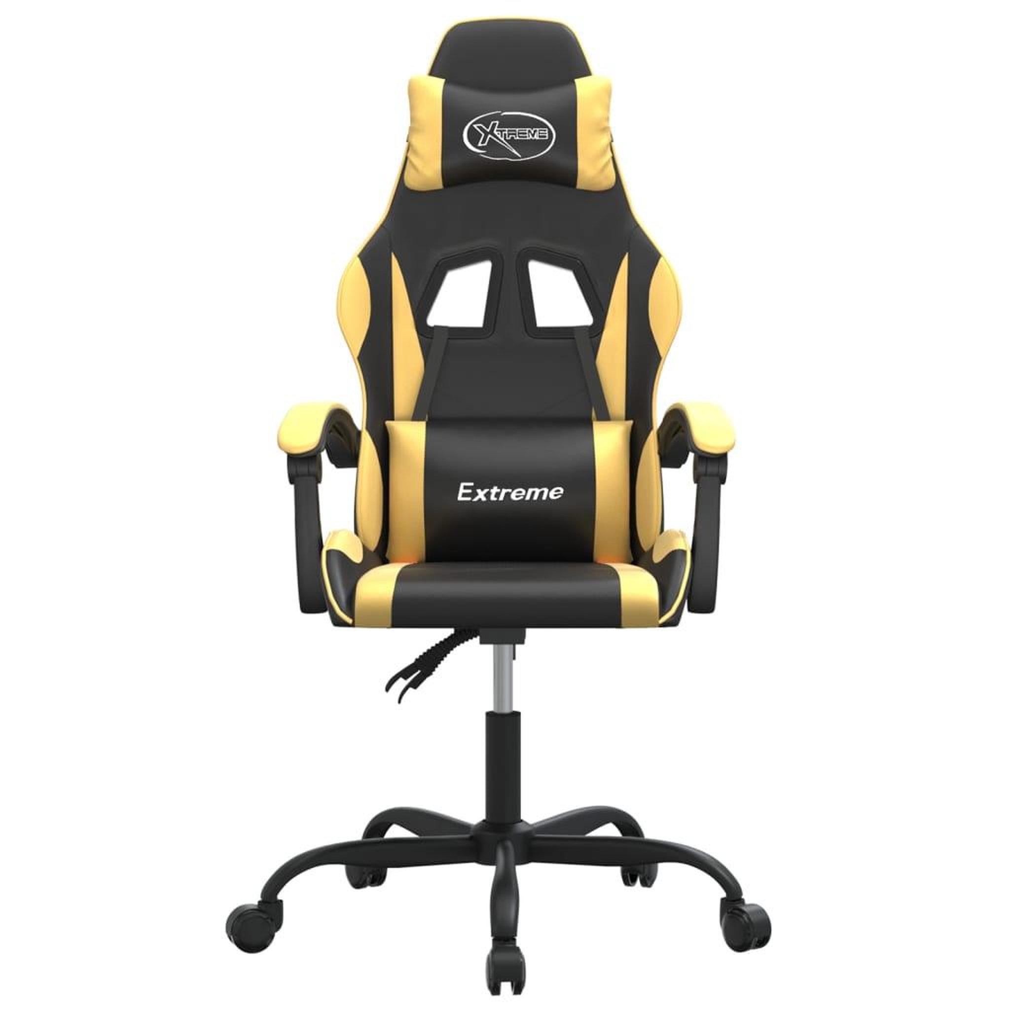 Voir la diapositive 3 : VIDAXL Chaise de jeu pivotante Noir et dore Similicuir