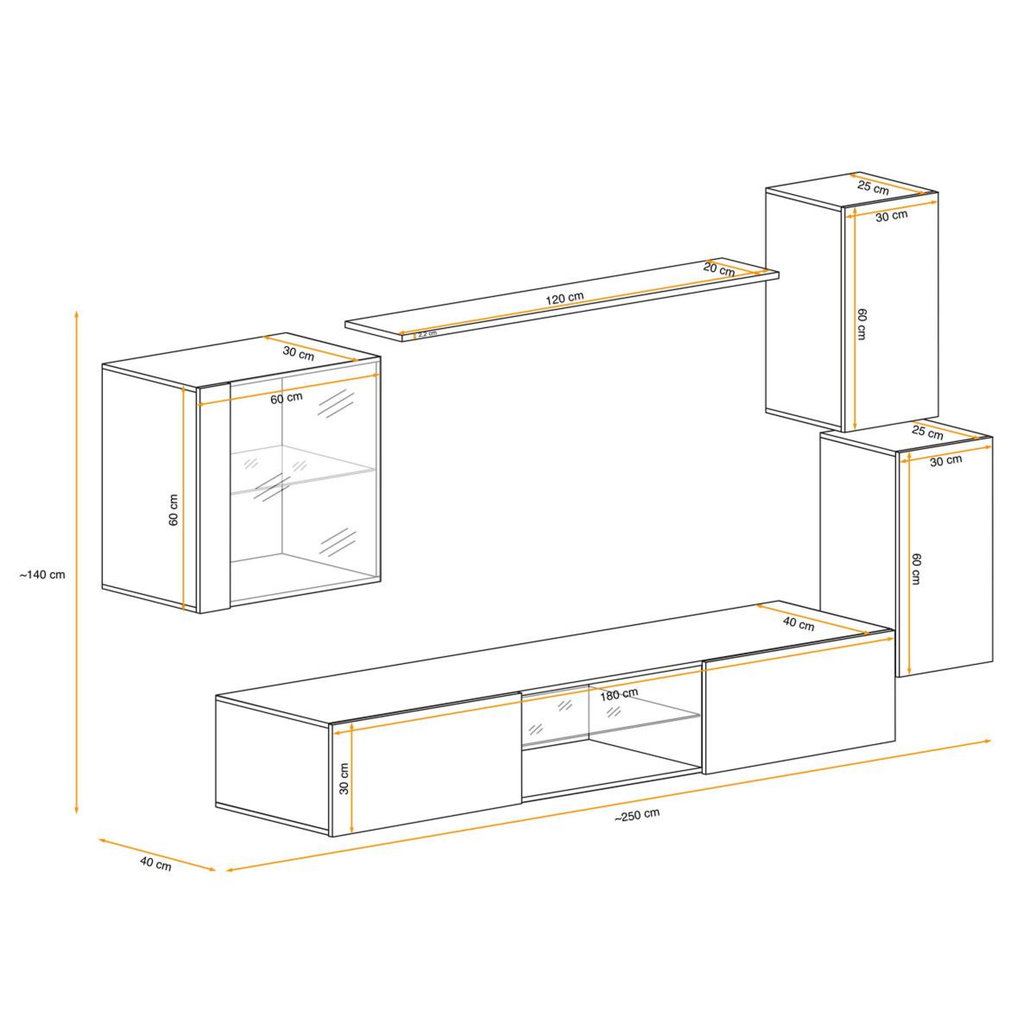 Voir la diapositive 3 : Paris Prix Ensemble meuble tv design  switch xxiii  250cm noir & blanc
