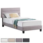 IDIMEX Lit 1 place FLORIDA, 90 x 190 cm, capitonné avec sommier, revêtement en tissu. Coloris disponibles : Noir, Blanc, Beige, Gris