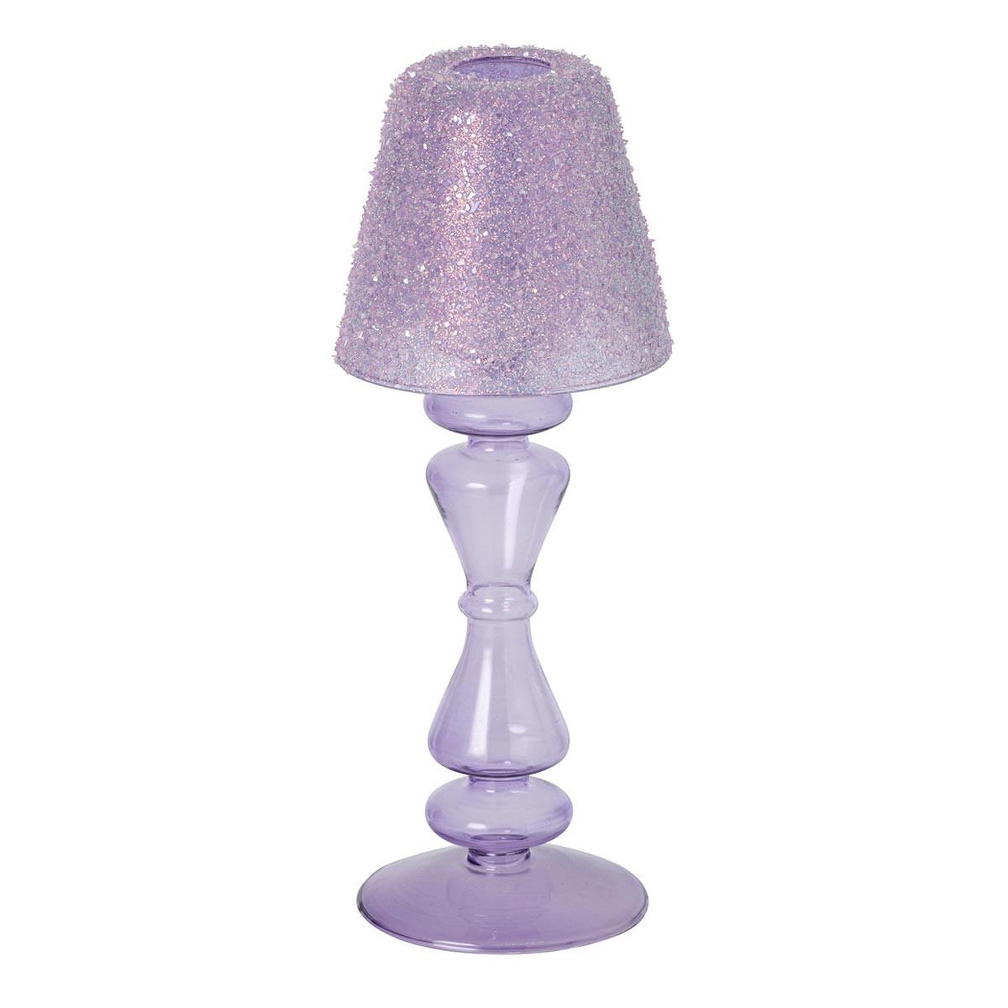 J-LINE Photophore Lampe en Verre  Silje  26cm Lilas