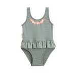 Petit Béguin Maillot de bain enfant 1 pièce Fleur. Coloris disponibles : Vert