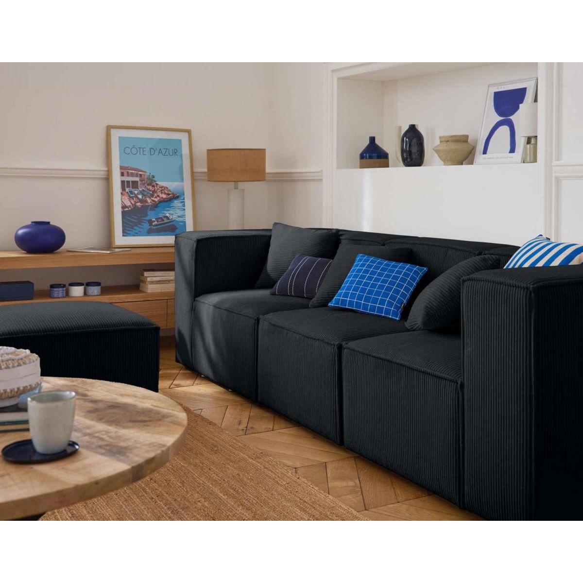 LISA DESIGN Arty - canapé modulable 3 places - en velours côtelé