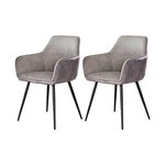 LISA DESIGN Lormi - lot de 2 fauteuils - en velours côtelé et velours - gris. Coloris disponibles : Gris