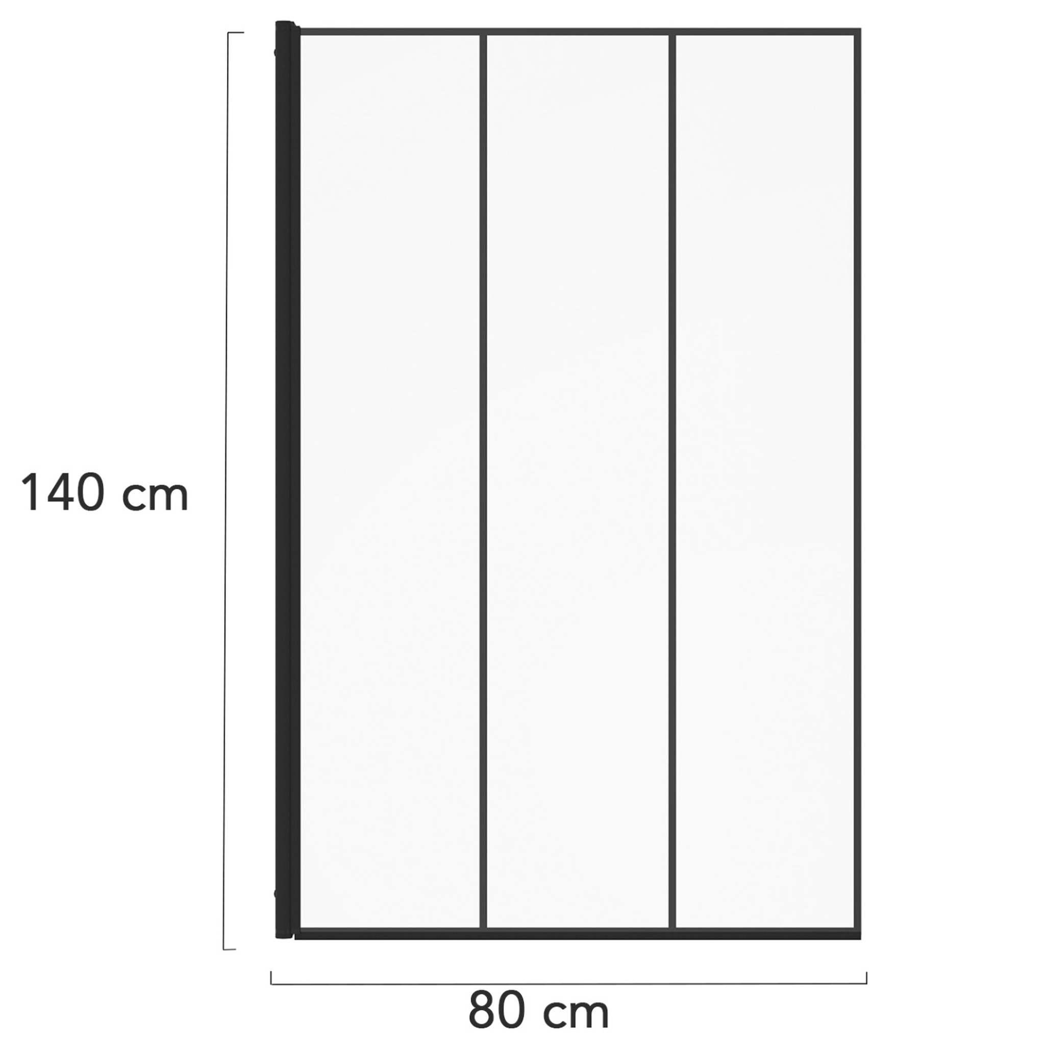 Voir la diapositive 5 : ID MARKET Pare baignoire 1 volet 80x140 cm sérigraphié effet verrière avec profilé en aluminium noir
