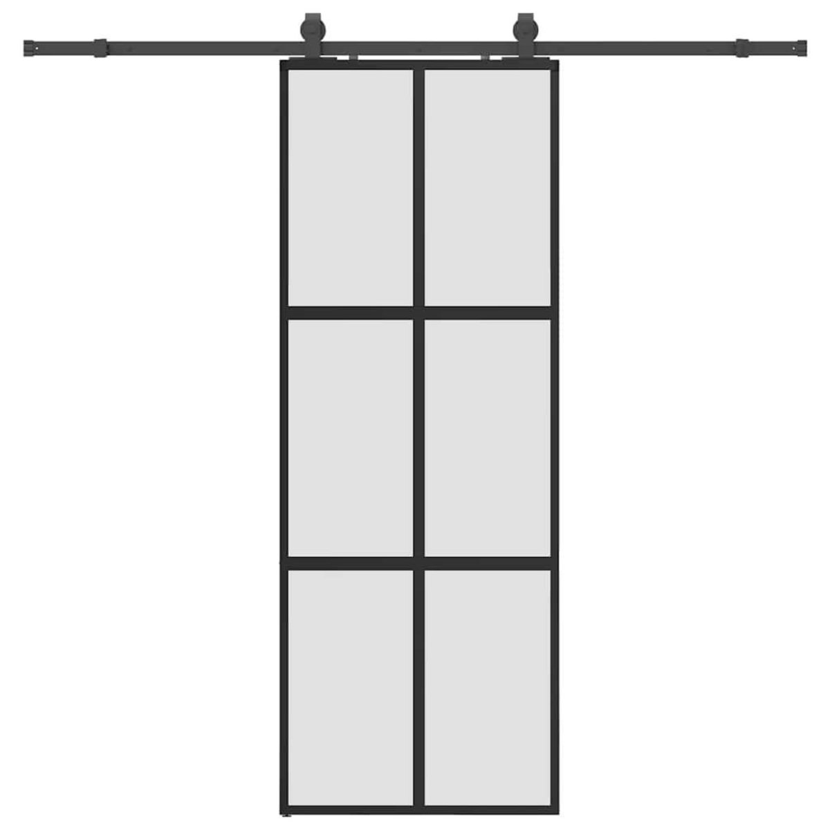 VIDAXL Porte coulissante kit quincaillerie noir 76x205 cm verre trempe