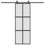 Voir la diapositive 2 : VIDAXL Porte coulissante kit quincaillerie noir 76x205 cm verre trempe