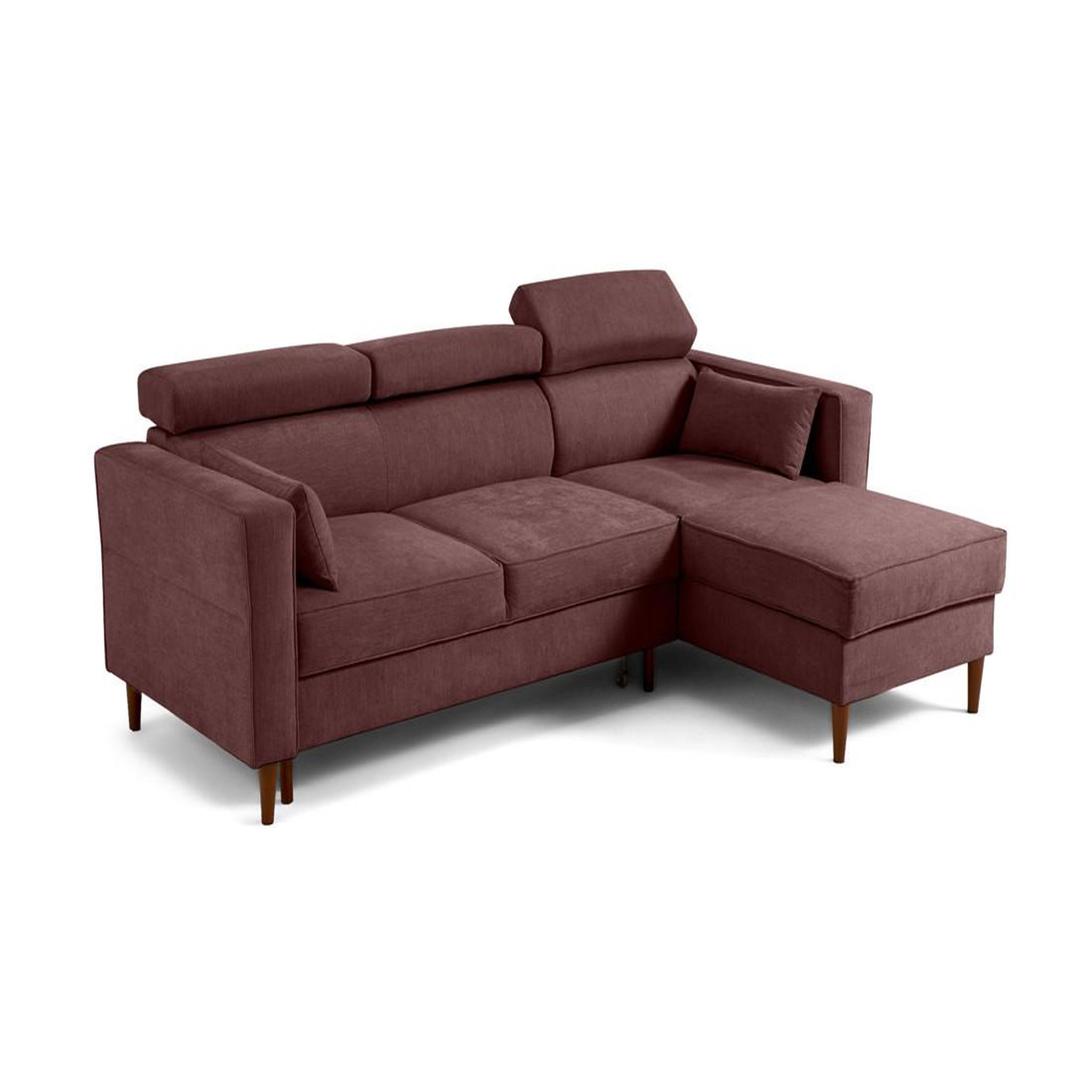 Voir la diapositive 4 : BEST MOBILIER Alicante - canapé d'angle réversible convertible avec têtières - coffre - 4 places - en tissu texturé