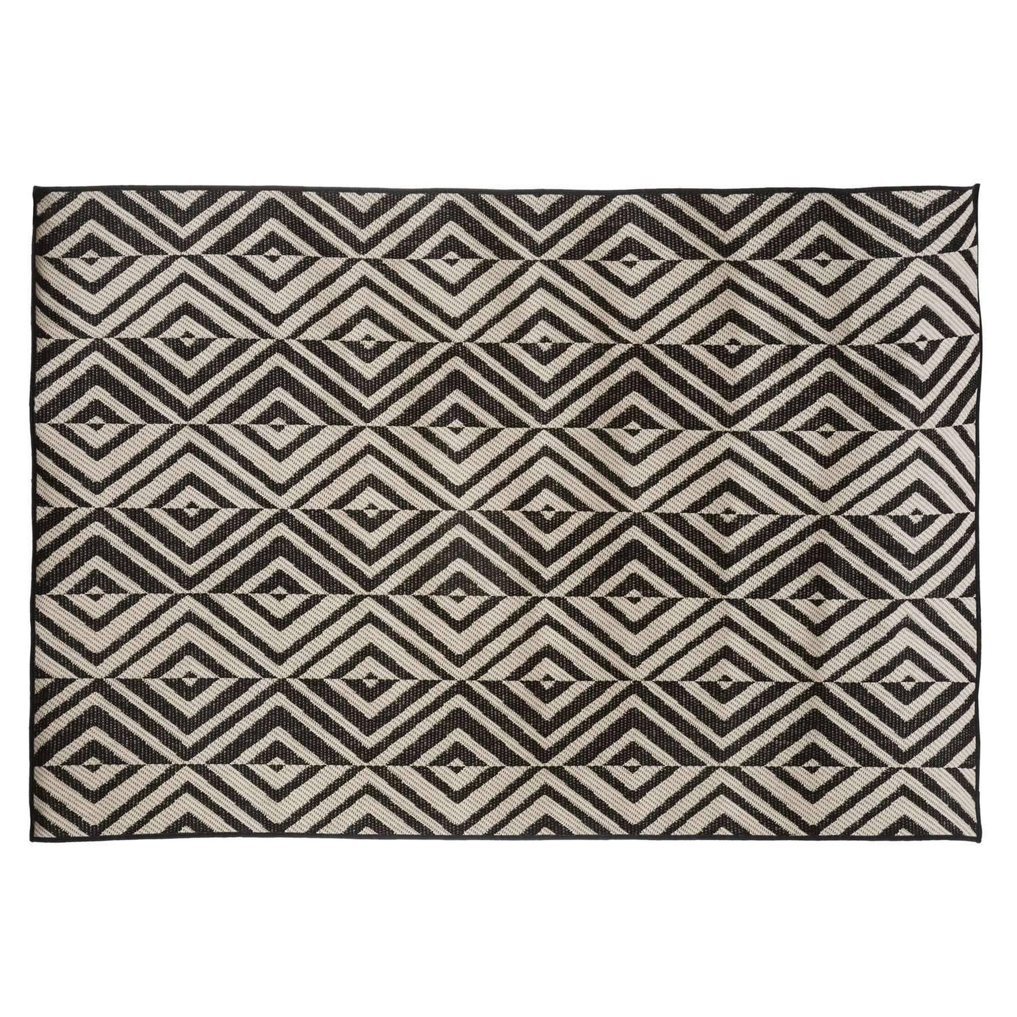 ATMOSPHERA Tapis rectangulaire intérieur et extérieur géométrique - 120 x 160 cm - noir et blanc