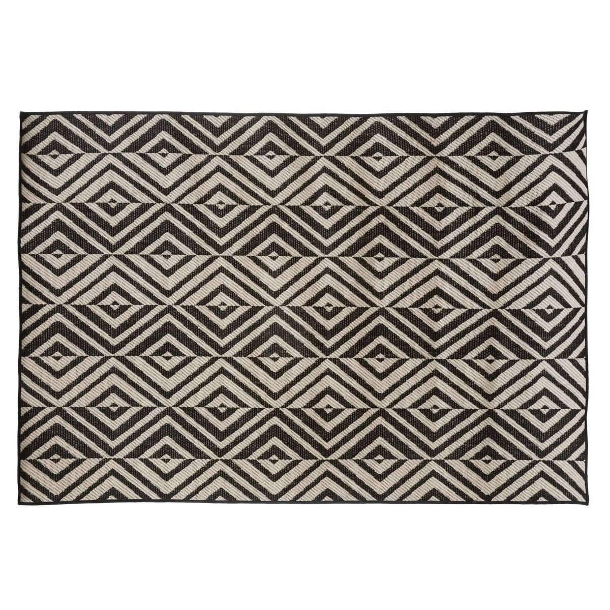 ATMOSPHERA Tapis rectangulaire intérieur et extérieur Géométrique - 120 x 160 cm - Noir et blanc
