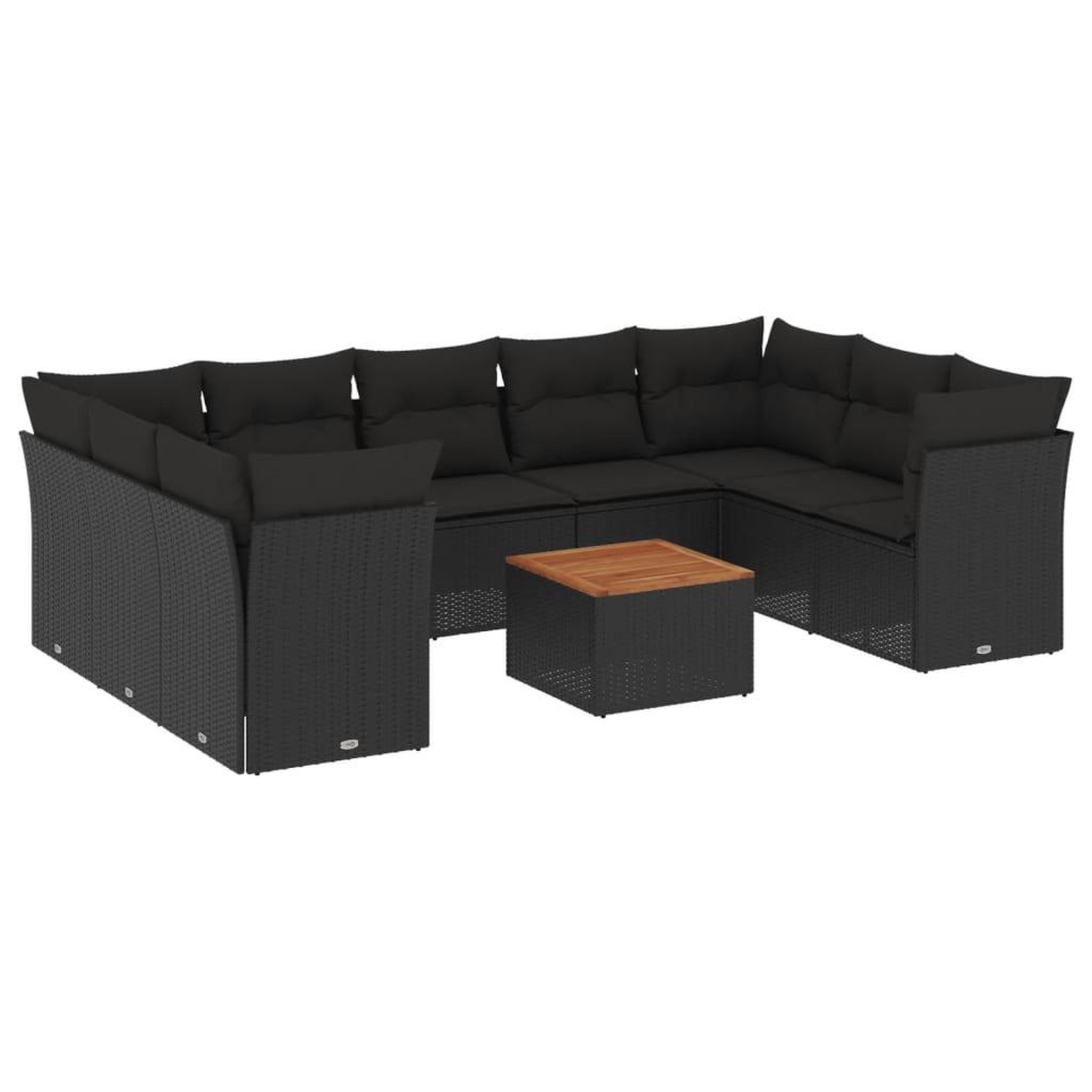 Voir la diapositive 2 : VIDAXL Salon de jardin 10 pcs avec coussins noir resine tressee