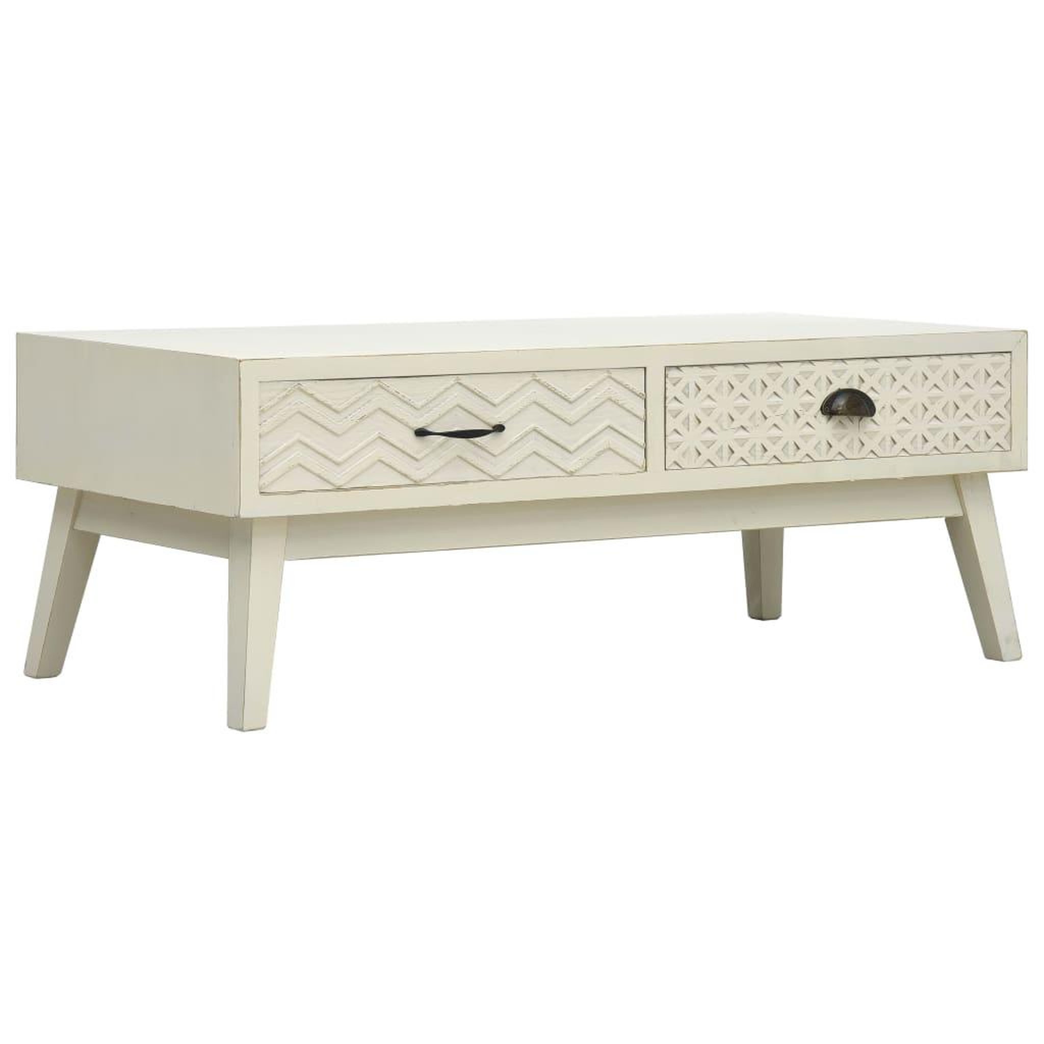 VIDAXL Table basse avec 2 tiroirs gris sculpte 110x50x40 cm bois