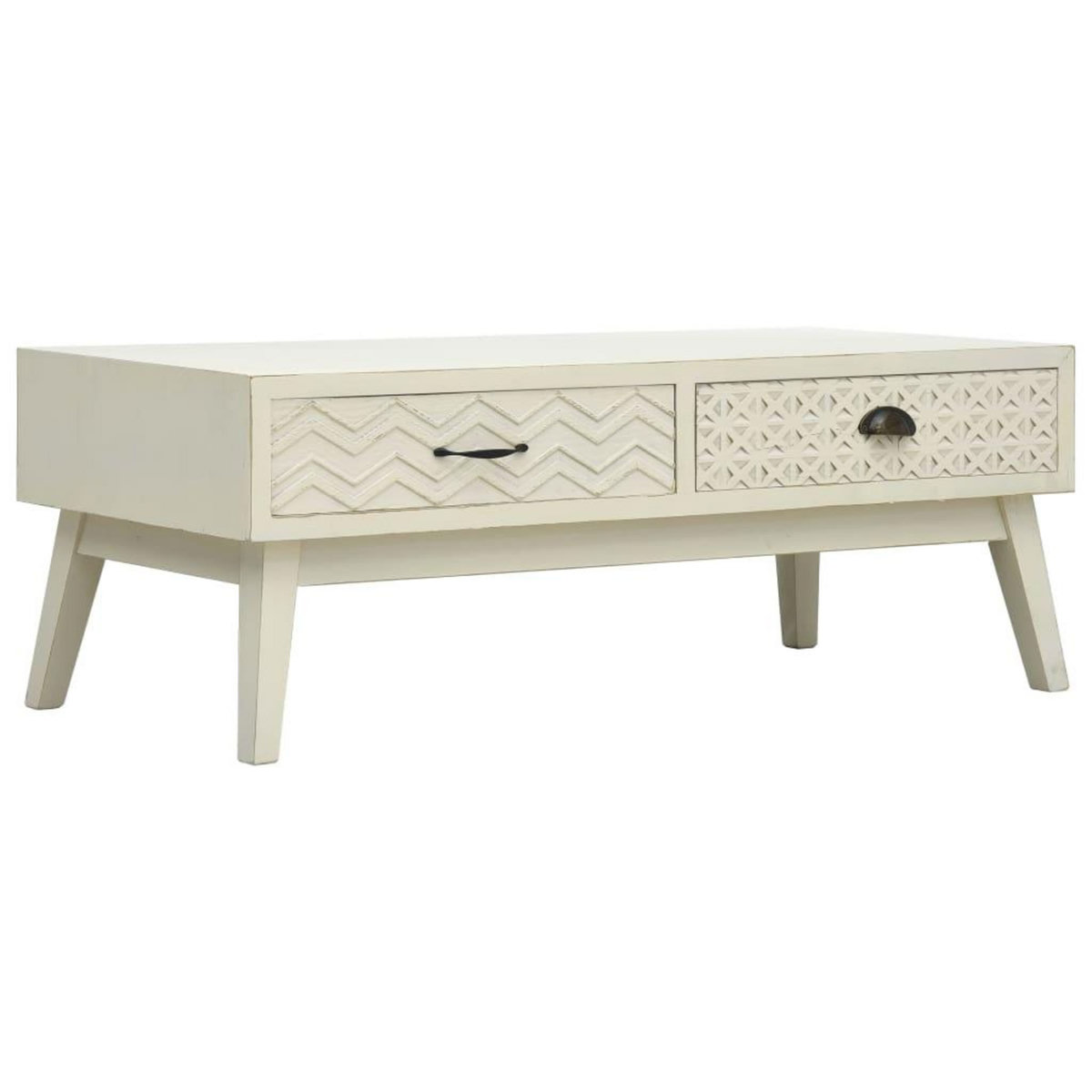VIDAXL Table basse avec 2 tiroirs Gris sculpte 110x50x40 cm Bois