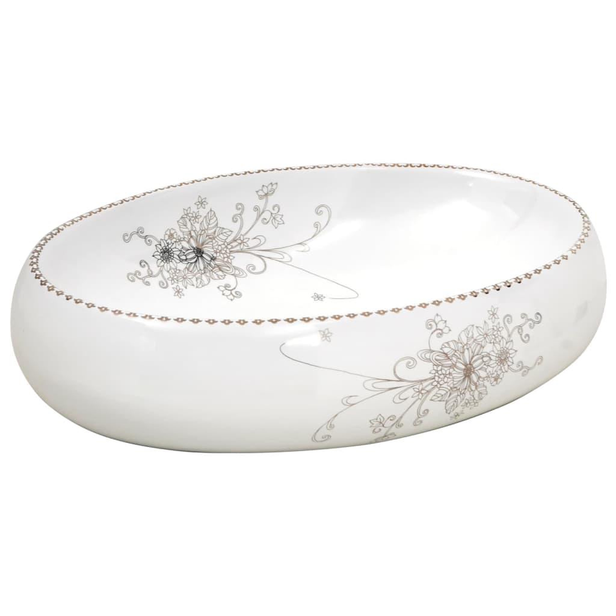 Voir la diapositive 2 : VIDAXL Vasque a poser blanc ovale 59x40x15 cm ceramique