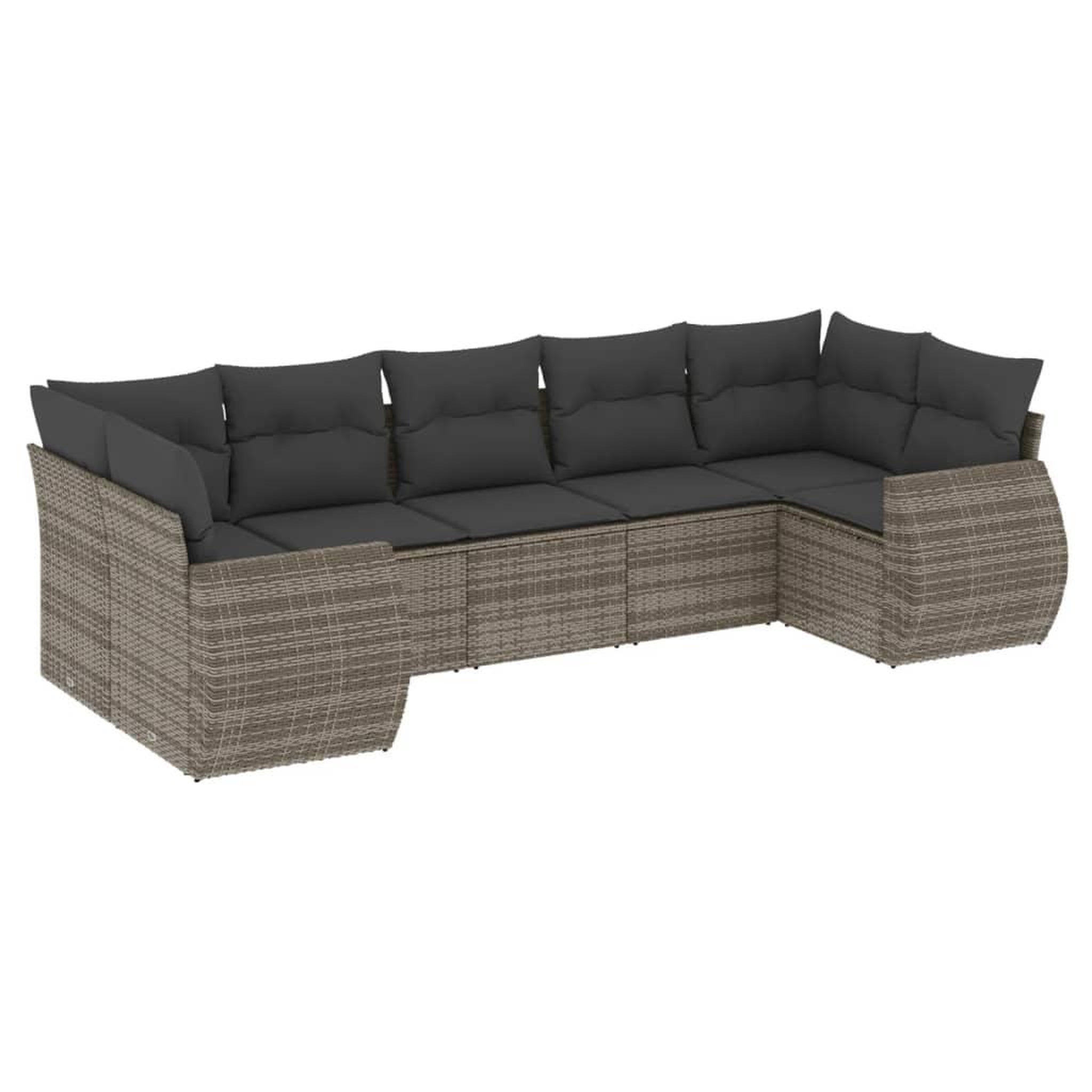 Voir la diapositive 2 : VIDAXL Salon de jardin avec coussins 7 pcs gris resine tressee