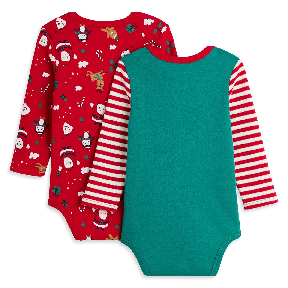 INEXTENSO Lot de 2 bodies Noël manches longues lutin bébé 