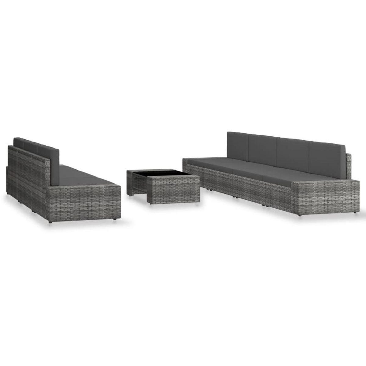 VIDAXL Salon de jardin 8 pcs Resine tressee Gris