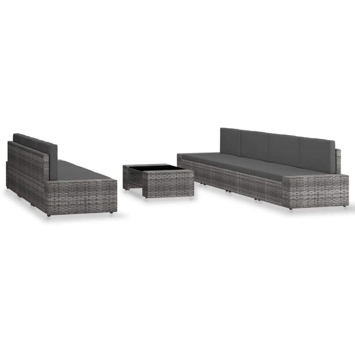 VIDAXL Salon de jardin 8 pcs Resine tressee Gris